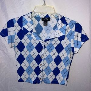 Cute argyle style crop button up top